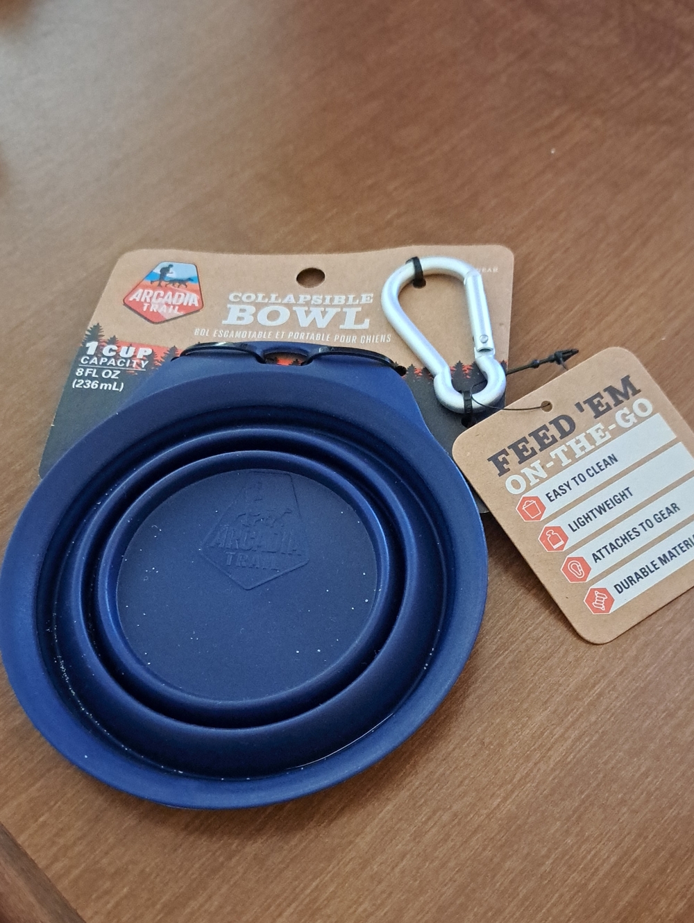Arcadia Trail Collapsible Dog Bowl - Navy Blue